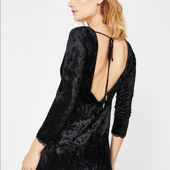 Free People Black Kat Soft Velvet Mini Dress - Picture 7 of 14